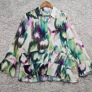 Habitat Womens Watercolor Button Top Size Small Lightweight Artsy Coastal